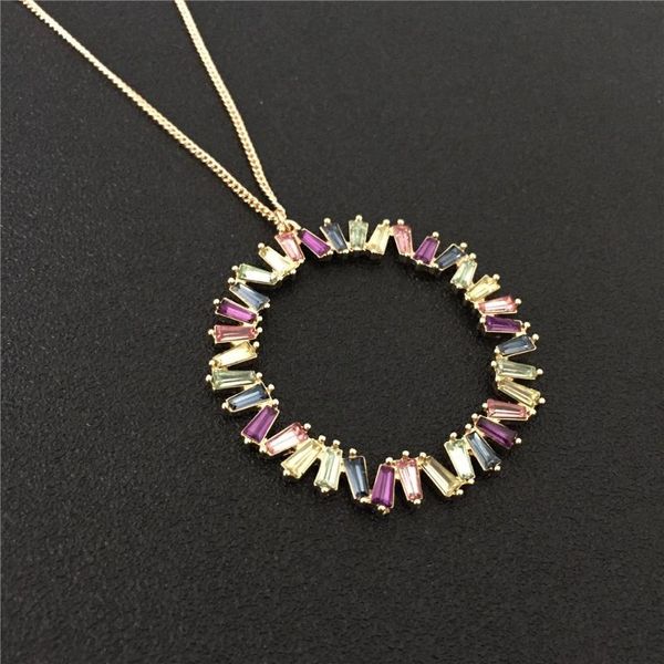 new arrival elegant multi color baguette cut rhinestone circle pendant necklace for women sweater wearing, Silver
new arrival elegant multi color baguette cut rhinestone circle pendant necklace for women sweater wearing, Silver