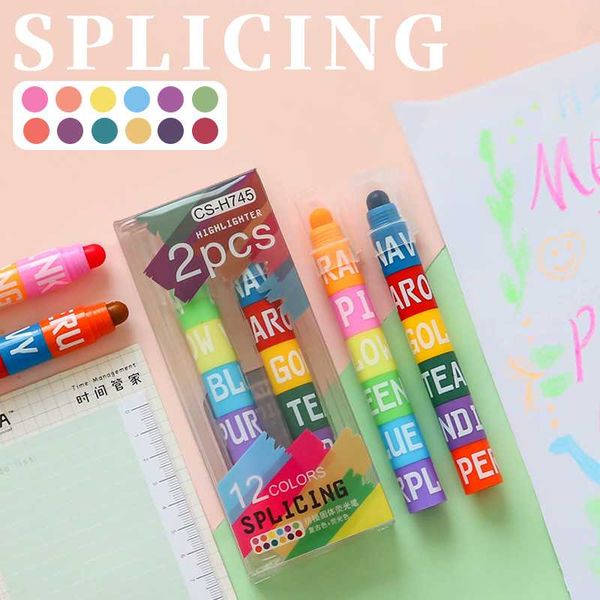 2pcs splicing highlighter marker pen set 12 color fluorescent paint novelty building block style office school student a6015, Black;red
2pcs splicing highlighter marker pen set 12 color fluorescent paint novelty building block style office school student a6015, Black;red