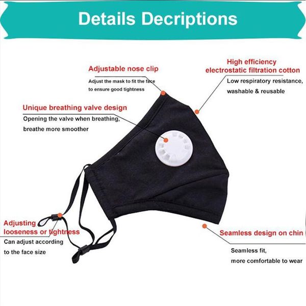 free ship!!Reusable Unisex Cotton Face Masks With Breath Valve PM2.5 Mouth Mask Anti-Dust Fabric Mask Washable black Mask With respirator
free ship!!Reusable Unisex Cotton Face Masks With Breath Valve PM2.5 Mouth Mask Anti-Dust Fabric Mask Washable black Mask With respirator