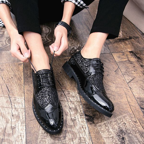 dress shoes men thick bottom luxury italian style fashion formal bring business leather, Black
dress shoes men thick bottom luxury italian style fashion formal bring business leather, Black