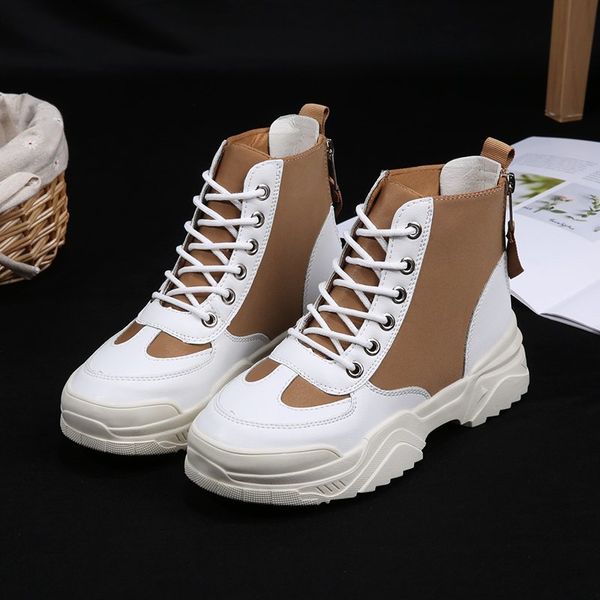 2020 autumn new women's boots thick-soled double zipper boots lace-up color matching women high-shoes, Black
2020 autumn new women's boots thick-soled double zipper boots lace-up color matching women high-shoes, Black