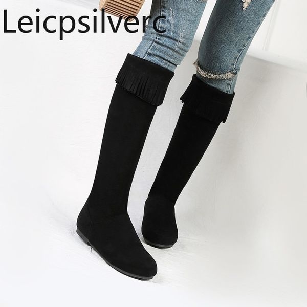 women's boots the new autumn and winter round head fashion flock tassel flat high tube women's shoes plus size 30-44, Black
women's boots the new autumn and winter round head fashion flock tassel flat high tube women's shoes plus size 30-44, Black