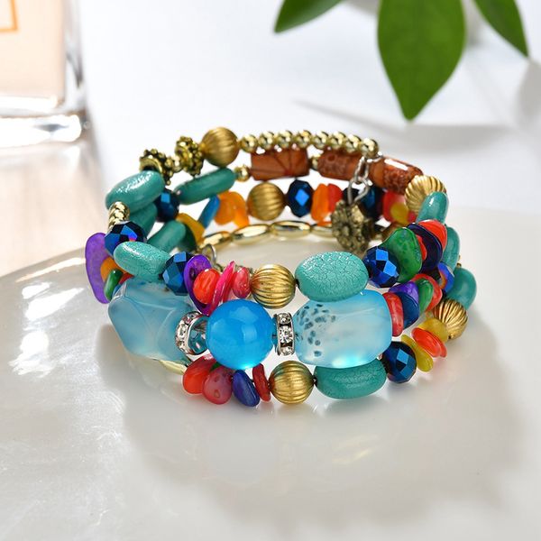fashion multilayer bracelet set natural stone beads crystal tassel bracelets & bangles pulseras mujer jewelry for women gift, Black