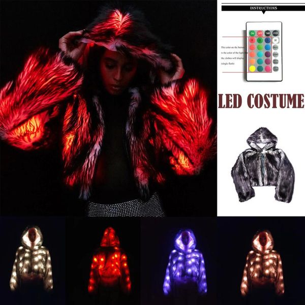women's fur & faux kancoold fashion remote control led917 light thick coat ladies led stage wear foreign trade women short chic, Black
women's fur & faux kancoold fashion remote control led917 light thick coat ladies led stage wear foreign trade women short chic, Black