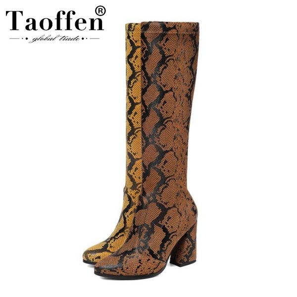taoffen 2020 fashion snakeskin pu leather knee high boots pointed toe square high heel autumn women shoes size 34-43, Black
taoffen 2020 fashion snakeskin pu leather knee high boots pointed toe square high heel autumn women shoes size 34-43, Black