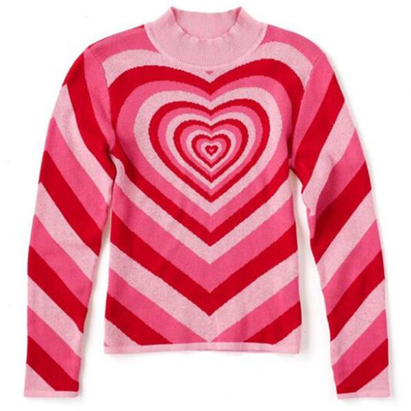 love heart pattern sweater color matching rainbow pullover women's autumn lazy oaf retro high collar slim knitted shirt s518, White;black
love heart pattern sweater color matching rainbow pullover women's autumn lazy oaf retro high collar slim knitted shirt s518, White;black