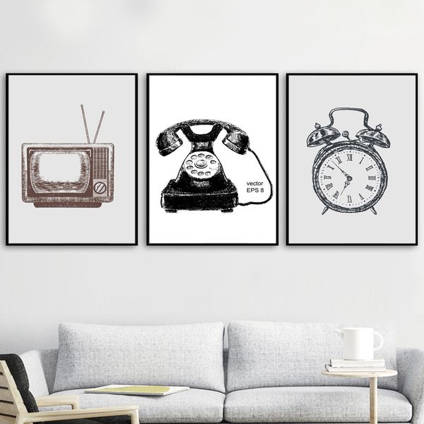vintage retro tv set clock minimalist wall art canvas painting nordic posters and prints wall pictures for living room decor
vintage retro tv set clock minimalist wall art canvas painting nordic posters and prints wall pictures for living room decor