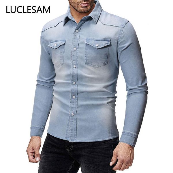 fashion cotton mens denim shirts vintage biker clothes for men slim fit covered button male jeans shirts with pockets chemise, White;black
fashion cotton mens denim shirts vintage biker clothes for men slim fit covered button male jeans shirts with pockets chemise, White;black