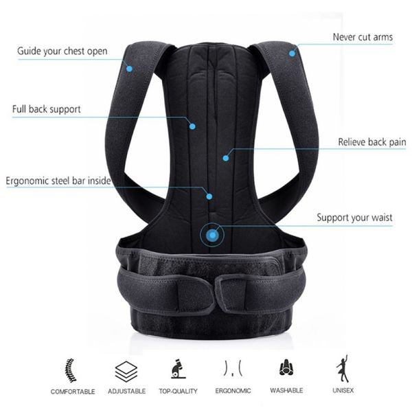 back support s-4xl brace shoulder care posture corrector adjustable clavicle strap improve sit walk prevent slouching, Black;blue
back support s-4xl brace shoulder care posture corrector adjustable clavicle strap improve sit walk prevent slouching, Black;blue