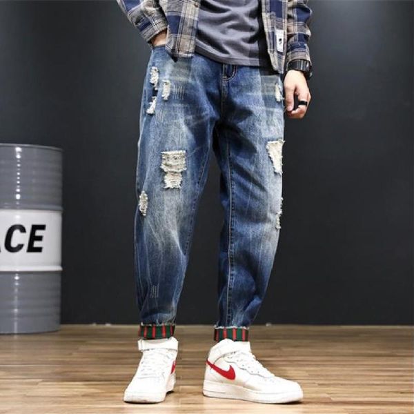 men's jeans 2021 super size ankle-length harem pants logo handsome hombre with broken hole loose wash casual fashion, Blue
men's jeans 2021 super size ankle-length harem pants logo handsome hombre with broken hole loose wash casual fashion, Blue