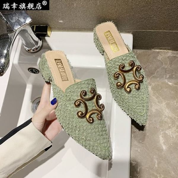 2020 spring, summer and autumn new all-match thick heel half slippers fashion large size sandals mules, Black
2020 spring, summer and autumn new all-match thick heel half slippers fashion large size sandals mules, Black