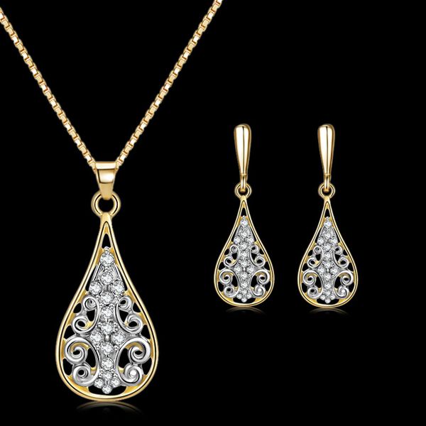 fashion drop shaped inlaid rhinestone necklace earrings two-piece set female wedding jewelry party birthday gift, Silver
fashion drop shaped inlaid rhinestone necklace earrings two-piece set female wedding jewelry party birthday gift, Silver
