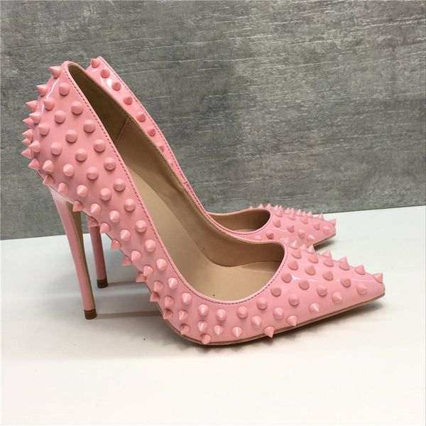 2020 brand quality pink rivets high heel women's shoes fashion pointed shallow mouth thin with single shoes 12cm party even, Black
2020 brand quality pink rivets high heel women's shoes fashion pointed shallow mouth thin with single shoes 12cm party even, Black