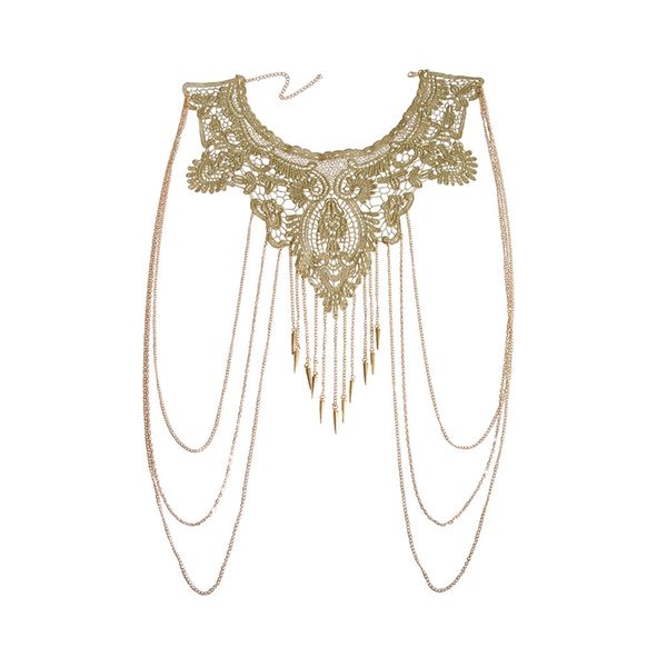 women gold tassels bikini crossover harness waist belly body chain necklace flower floral guipure collar lace trim embroidered, Silver
women gold tassels bikini crossover harness waist belly body chain necklace flower floral guipure collar lace trim embroidered, Silver
