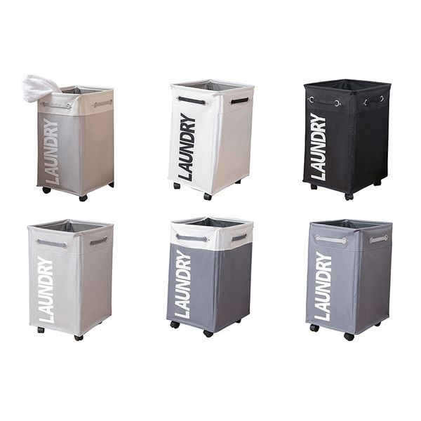 dirty clothes laundry basket foldable storage basket with wheel for office waterproof oxford bathroom laundry hamper black
