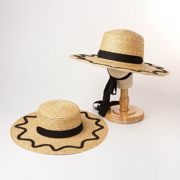 european american style wave welt decorative belt strap children flat wheat straw hat big eaves sunscreen beach straw hat, Blue;gray
european american style wave welt decorative belt strap children flat wheat straw hat big eaves sunscreen beach straw hat, Blue;gray