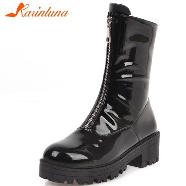 boots karin ladies med chunky heels platform brand design zipper women fashion patent pu shoes woman, Black
boots karin ladies med chunky heels platform brand design zipper women fashion patent pu shoes woman, Black