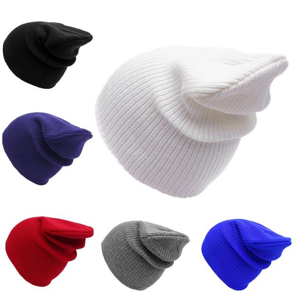 

Solid Color Beanie Knitted Cap Winter Warm Hat Men Women Slouchy Outdoor Ear Protection Winter Knitted Hat Christmas Gift
