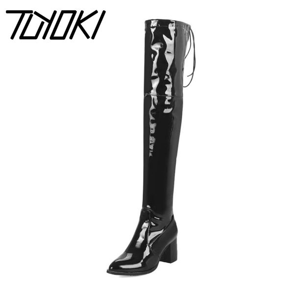 tuyoki patent leather over the knee boots women zipper thick heels long boots winter warm thigh high size 33-48, Black
tuyoki patent leather over the knee boots women zipper thick heels long boots winter warm thigh high size 33-48, Black
