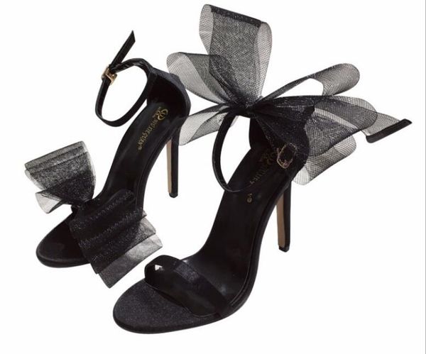 ladies sandals front and back bow tie solid color high heels noble and elegant banquet dress shoes, Black
ladies sandals front and back bow tie solid color high heels noble and elegant banquet dress shoes, Black