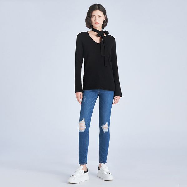 women's sweaters tailor shop custom made cashmere v-neck pullover wool sweater women, White;black
women's sweaters tailor shop custom made cashmere v-neck pullover wool sweater women, White;black