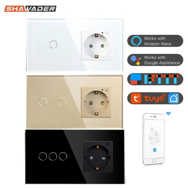 wifi smart wall socket touch switch 16a crystal glass electrical eu outlet plate panel remote work with tuya alexa google home
wifi smart wall socket touch switch 16a crystal glass electrical eu outlet plate panel remote work with tuya alexa google home
