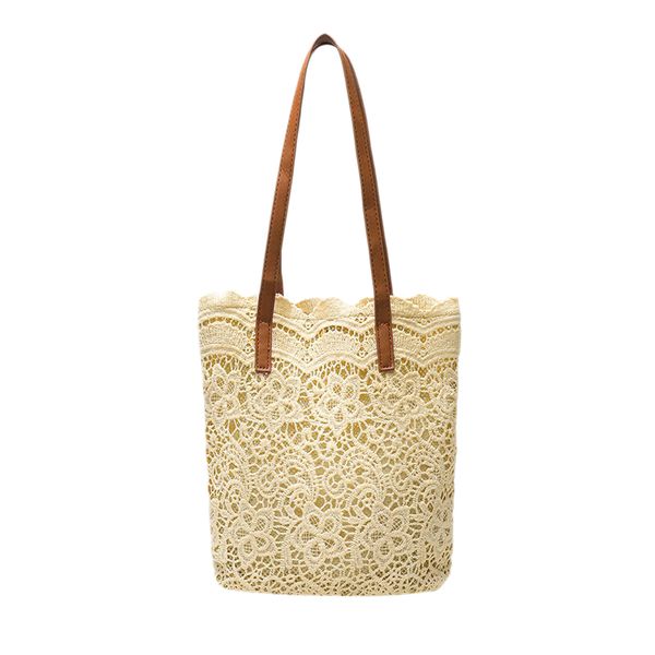 fashion lace shoulder bag women large capacity bucket shopping bag