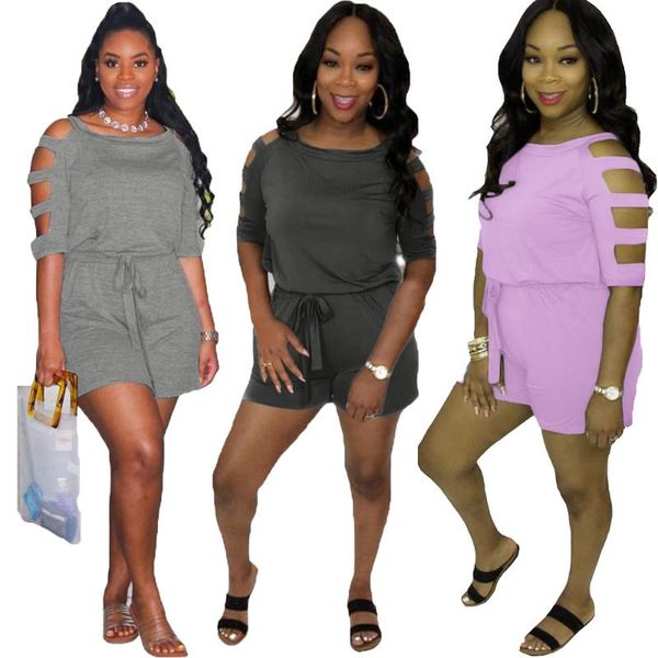 women's jumpsuits & rompers unique off the shoulder o-neck half sleeves casual women solid hollow- out loose short with belt, Black;white
women's jumpsuits & rompers unique off the shoulder o-neck half sleeves casual women solid hollow- out loose short with belt, Black;white