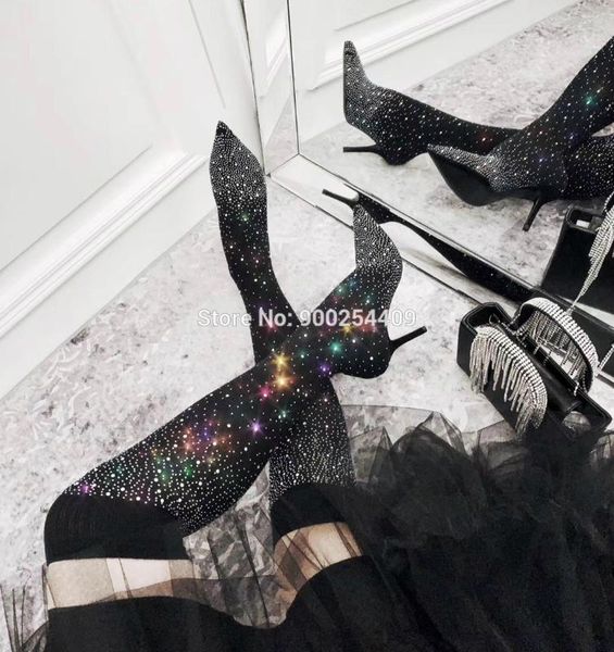 fashion women stretch rhinestone crystal high heels 8.5cm long boots, women shining blingbling crystal boots, Black
fashion women stretch rhinestone crystal high heels 8.5cm long boots, women shining blingbling crystal boots, Black