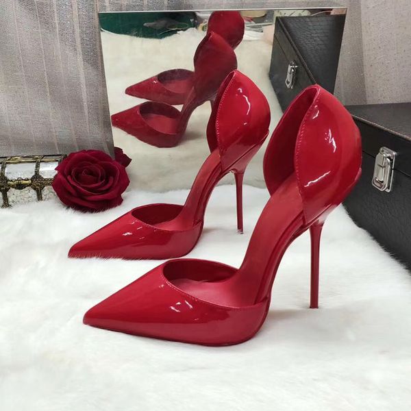 knockout2020 pointy two pieces toe style leather elegant thin high heels women sandals shoes, Black
