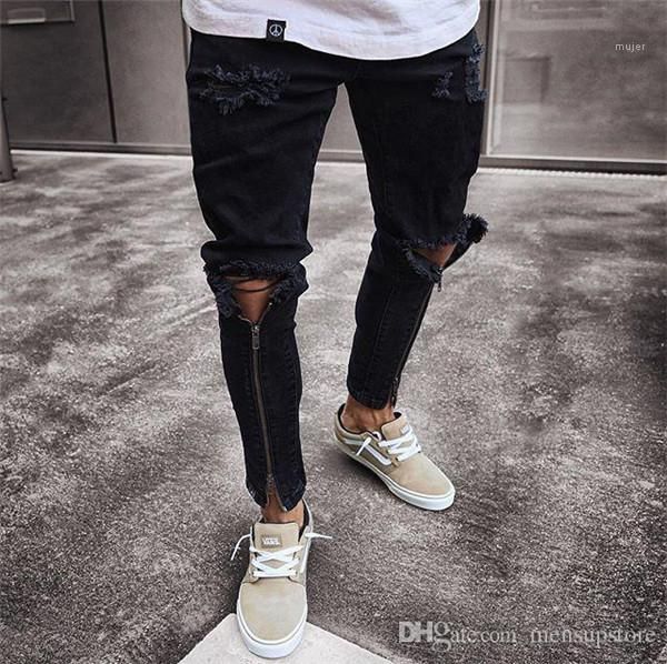 designer jeans black ripped slim fit represen pencil pants mens zipper holes, Blue
designer jeans black ripped slim fit represen pencil pants mens zipper holes, Blue