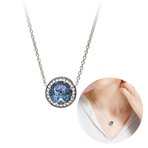 pan home women heart of the sea round necklace female fashion sparkling sea circle zircon clavicle chain jewelry accessories, Silver 
pan home women heart of the sea round necklace female fashion sparkling sea circle zircon clavicle chain jewelry accessories, Silver