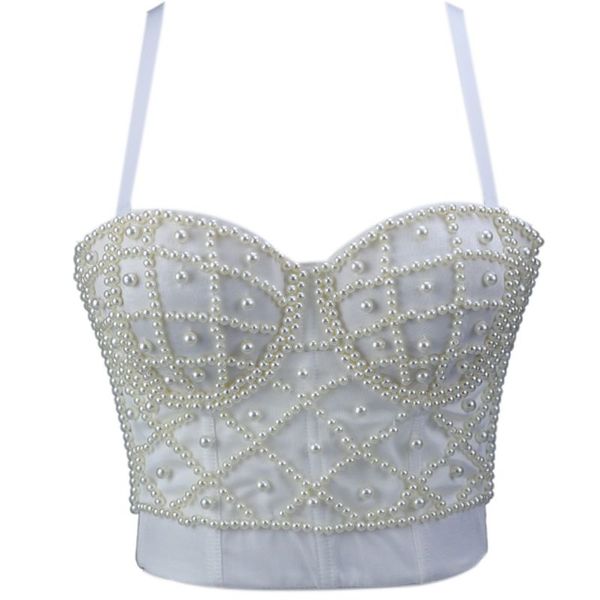 women's tanks & camis women sleeveless crop pearl beaded bustier push up corset club bralette, White
women's tanks & camis women sleeveless crop pearl beaded bustier push up corset club bralette, White