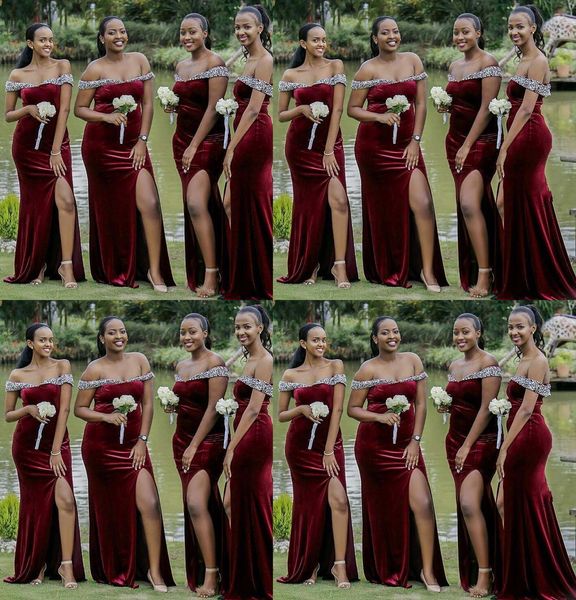 2020 african bridesmaid dresses velvet plus size black girl custom made beaded crystal side slit mermaid maid of honor gown wedding guest, White;pink
2020 african bridesmaid dresses velvet plus size black girl custom made beaded crystal side slit mermaid maid of honor gown wedding guest, White;pink