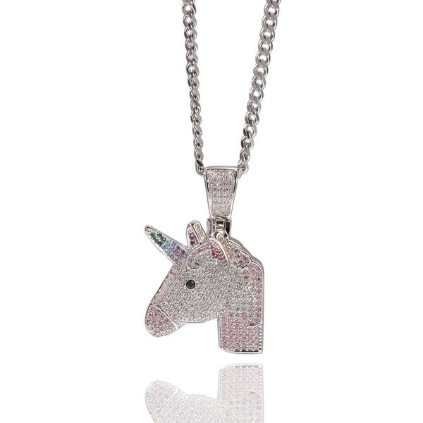 wholesale hop new fantasy unicorn pendant aaa cubic zircon ice out rainbow pony pendant necklace, Silver
wholesale hop new fantasy unicorn pendant aaa cubic zircon ice out rainbow pony pendant necklace, Silver