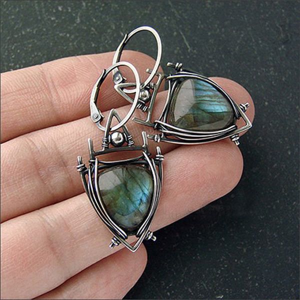 tribal geometric triangle green resin stone earrings for women vintage jewelry metal pierced dangle earrings gift, Silver
tribal geometric triangle green resin stone earrings for women vintage jewelry metal pierced dangle earrings gift, Silver