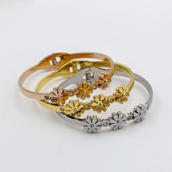 pulseira bangles for women bijoux party stainless steel gold silver color flower shape cuff bangles luxury jewelry mujer, Black
pulseira bangles for women bijoux party stainless steel gold silver color flower shape cuff bangles luxury jewelry mujer, Black