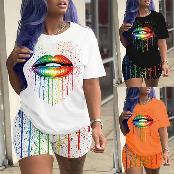 women's tracksuits casual women suits 2021 arrival comfy short sleeve o-neck +shorts lip print white black pullover sporty shorts sets, Gray
women's tracksuits casual women suits 2021 arrival comfy short sleeve o-neck +shorts lip print white black pullover sporty shorts sets, Gray
