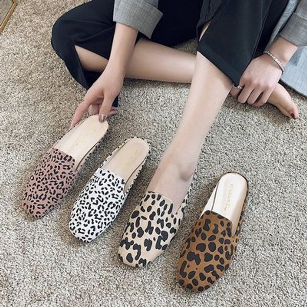 women's semi-slippers 2020 spring and summer new leopard print baotou korean flat bottom lightweight ladies slippers, Black
women's semi-slippers 2020 spring and summer new leopard print baotou korean flat bottom lightweight ladies slippers, Black