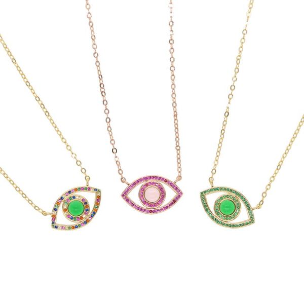 green pink cz authentic micro multicolored stone paved evil eye pendant necklaces for women elegant long chain charm jewelry, Silver
green pink cz authentic micro multicolored stone paved evil eye pendant necklaces for women elegant long chain charm jewelry, Silver