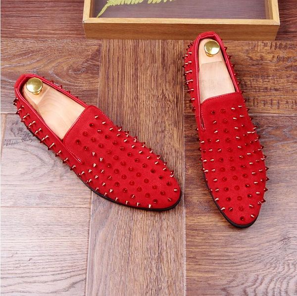 4 colour rivets suede dress shoes slip-on pointed toe business casual office party wedding shoes, Black 
4 colour rivets suede dress shoes slip-on pointed toe business casual office party wedding shoes, Black