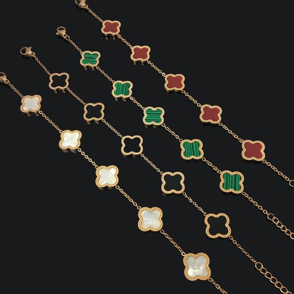 women designer charm bracelets titanium steel flower four leaves clover bracelet fashion trendy leaf bangles for girls party jewelry gifts, Golden;silver
women designer charm bracelets titanium steel flower four leaves clover bracelet fashion trendy leaf bangles for girls party jewelry gifts, Golden;silver