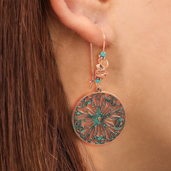 s1737 fashion jewelry vintage hollow out flower circle stone beads dangle earrings, Silver
s1737 fashion jewelry vintage hollow out flower circle stone beads dangle earrings, Silver