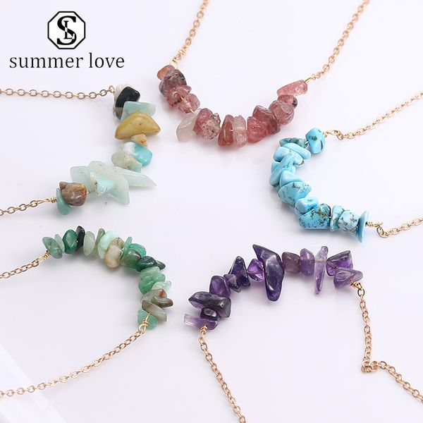 irregular crushed nature stone bohemia 5 colour pendant necklace jewelry fashion gold plated chain simple necklace for women y, Silver
irregular crushed nature stone bohemia 5 colour pendant necklace jewelry fashion gold plated chain simple necklace for women y, Silver