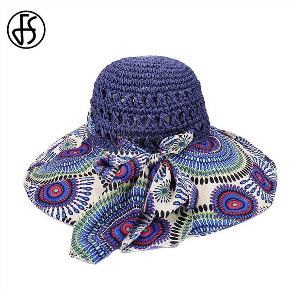 fs bohemia style summer sun hats for women navy pink flower print straw beach hat with bowknot uv sun peotection travel cap, Blue;gray
fs bohemia style summer sun hats for women navy pink flower print straw beach hat with bowknot uv sun peotection travel cap, Blue;gray