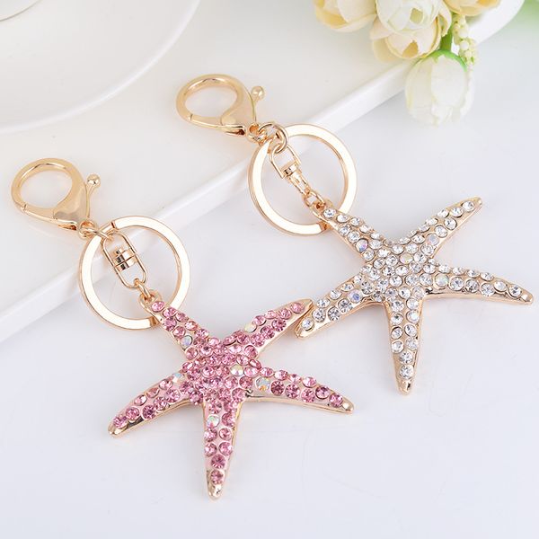 cute metal rhinestone starfish keychain crystal star key chain llavero keyring bag charm key porte clef pendant gift new, Silver 
cute metal rhinestone starfish keychain crystal star key chain llavero keyring bag charm key porte clef pendant gift new, Silver