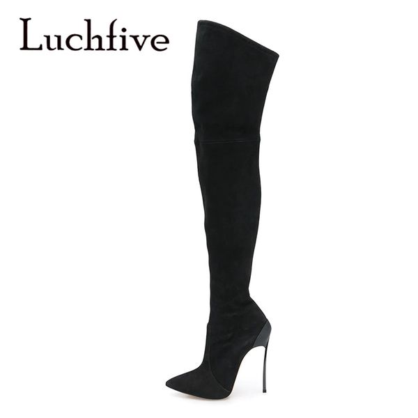 black suede leather over the knee boots pointed toe 11.5cm silver stiletto high heel boots nightclub party shoes women
black suede leather over the knee boots pointed toe 11.5cm silver stiletto high heel boots nightclub party shoes women