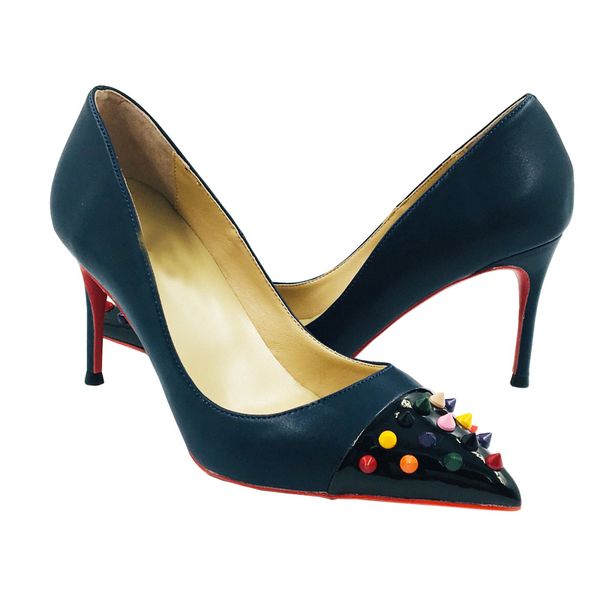 knockout2020 toe matte size colorful studs 34-45 pointy genuine leather women high heels stilettos dress shoes, Black
knockout2020 toe matte size colorful studs 34-45 pointy genuine leather women high heels stilettos dress shoes, Black