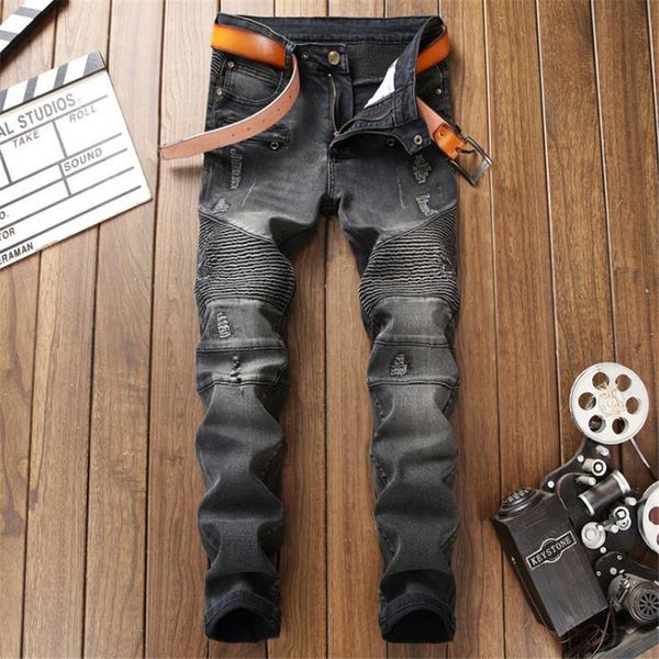 jeans male new fashion biker black men jeans pants, men fashion's trousers straight pants designer high quality, Blue
jeans male new fashion biker black men jeans pants, men fashion's trousers straight pants designer high quality, Blue