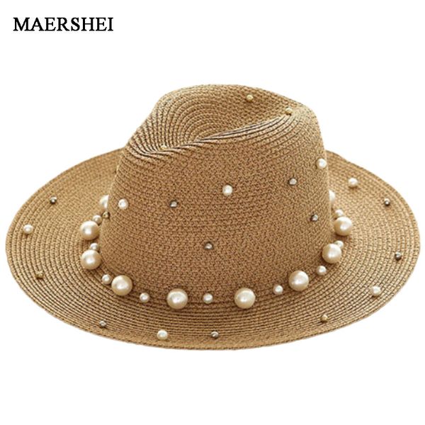 maershei summer british pearl beading flat brimmed straw hat shading sun hat lady fashion beach jazz, Blue;gray
maershei summer british pearl beading flat brimmed straw hat shading sun hat lady fashion beach jazz, Blue;gray